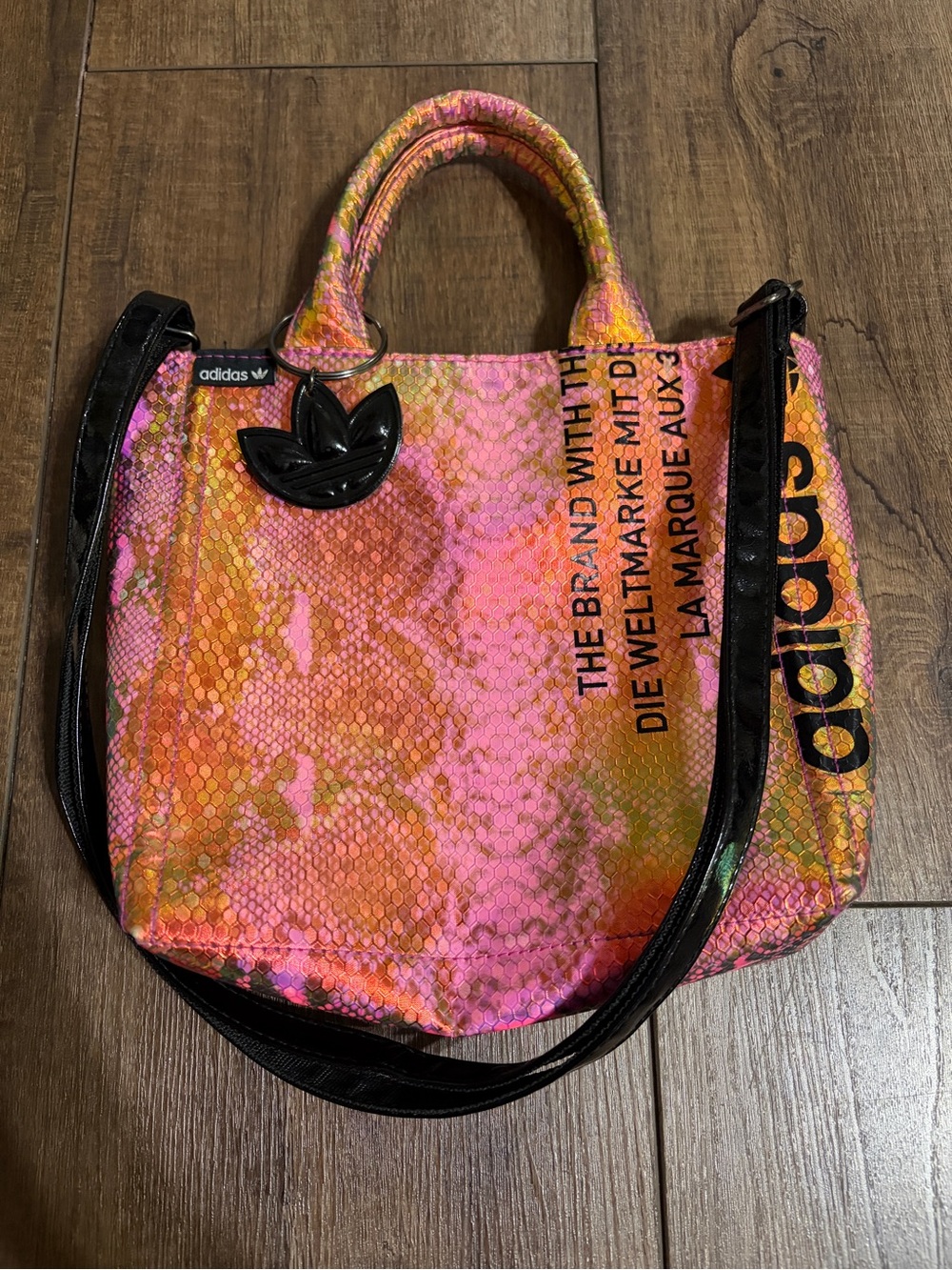 NWT Adidas Originals Iridescent Snakeskin Mini Tote Crossbody Bag
